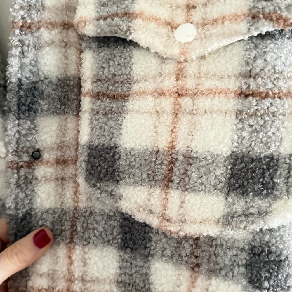 Abercrombie & Fitch Gray and Cream Teddy Jacket - Picture 3 of 5